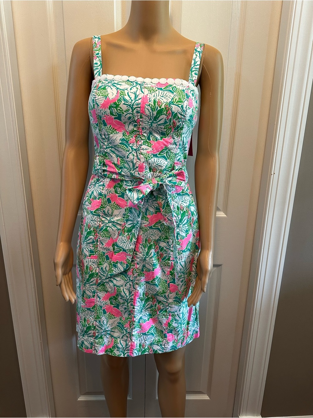 Lilly Pulitzer Kensington Stretch Cotton Dress in Botanical Green Just Wing it